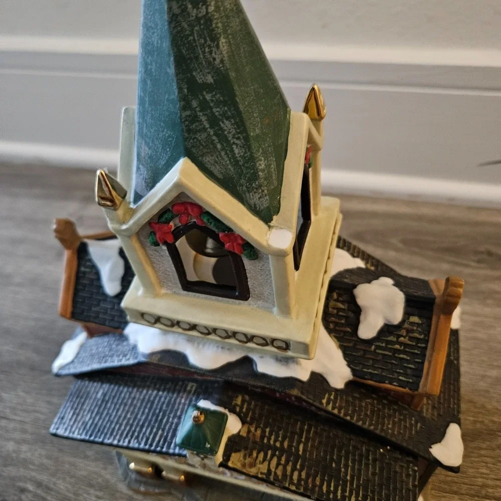Galleria Christmas Village Hand  Painted  Church ‎ Holiday  Porcelain DAMAGED